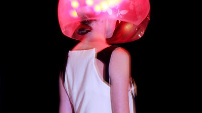 A model presents a creation by British-based Turkish Cypriot designer Hussein Chalayan during the Autumn/Winter 2007/2008 ready-to-wear collection show in Paris, 28 February 2007. AFP