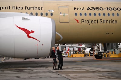 An Airbus A350, developed for Qantas's Project Sunrise, which aims to deliver non-stop flights connecting Australia's east coast directly to cities including London and New York. EPA
