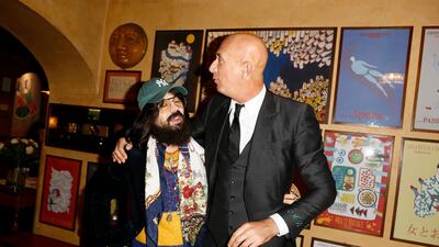 Alessandro Michele and Marco Bizzarri pictured attending Gucci Garden Opening dinner on January 9, 2018. Ernesto S. Ruscio / Getty Images for Gucci