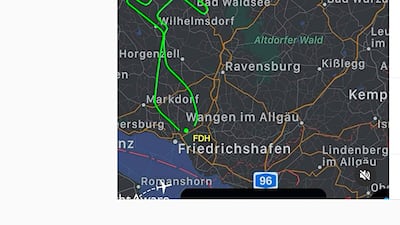 A screenshot from Instagram shows the flying route in form of a giant syringe in the sky during a nearly 300-kilometre flight in southern Germany, just as the European covid-19 vaccination campaign began. AFP