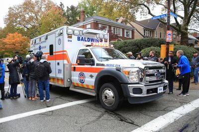 An ambulance departs the Tree of Life synagogue following the shooting. Reuters