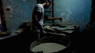 This man worked non-stop for 24 hours to make 12,000 lumpia wrappers, used for Filipino spring rolls.
