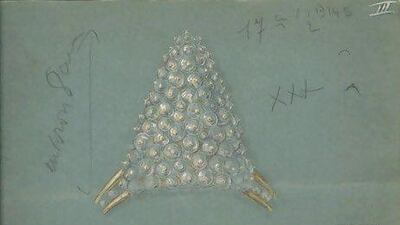 Suzanne Belperron's sketch of the pearl bracelet was owned by the Duchess of Windsor. Courtesy Belperron, LLC/Landrigan