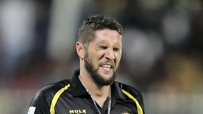 Wayne Parnell of Kerala Knights in action against Pakhtoons in the T10 League at Sharjah Cricket Stadium on Wednesday.