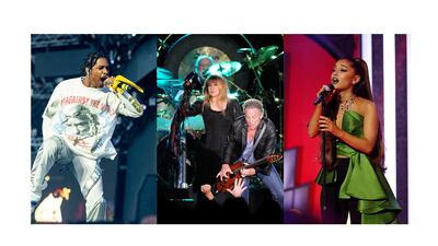 From left: ASAP Rocky, Fleetwood Mac and Ariana Grande