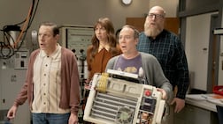 From left, John Ross Bowie, Lauren Lapkus, Kevin Sussman and Brian Posehn reprise their Big Bang Theory characters in Stuart Fails to Save the Universe. Photo: HBO Max