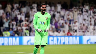 Al Ain goalkeeper Khalid Essa celebrates his side's Fifa Club World Cup semi-final win over River Plate on Tuesday night. Chris Whiteoak / The National