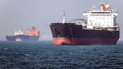 A tanker vessel is anchored in the Strait of Hormuz. ISNA / AFP