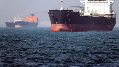 A tanker vessel is anchored in the Strait of Hormuz. ISNA / AFP