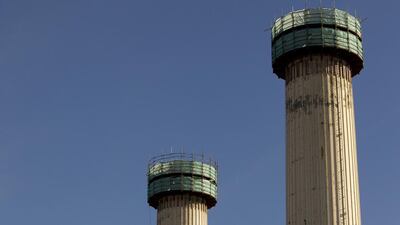 An on-site view of the chimneys at the Battersea Power Station. Randi Sokoloff / The National