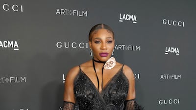 Serena Williams, wearing black Gucci, attends the 10th Annual Lacma Art and Film Gala at Los Angeles County Museum of Art on November 06, 2021. AFP