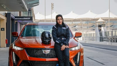 Amna Al Qubaisi with the CT5-V at Yas. All photos: Cadillac