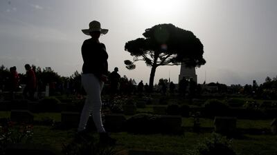 People attend the Australian Memorial Service at Lone Pine in commemoration of the Gallipoli War on Gallipoli Peninsula, Turkey for Anzac Day. EPA