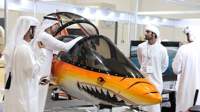 Visitors looking at the Seabreacher during the Adihex at Abu Dhabi National Exhibition Centre.