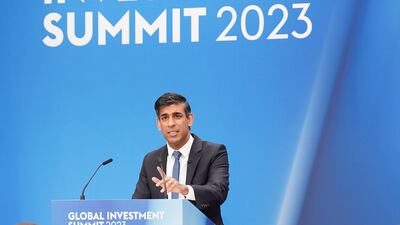 UK Prime Minister Rishi Sunak told business leaders ‘you create jobs, drive growth, generate wealth’, at the Global Investment Summit at Hampton Court Palace. PA Wire