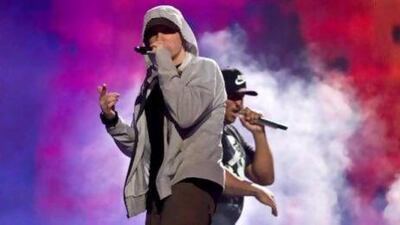 Eminem plays at the du Arena on Yas Island as part of the Formula One weekend.