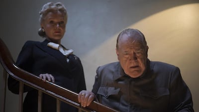 Scottish actor Brian Cox as Winston Churchill and Miranda Richardson as Clementine in Churchill, which was directed by Jonathan Teplitzky. Salon Churchill Ltd / Front Row Filmed Entertainment