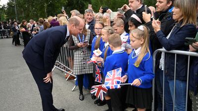 Prince William greets pupils from Howard Junior School. Getty Images