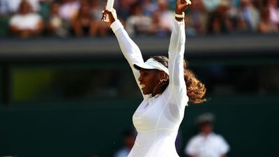 Serena Williams celebrates her win at Wimbledon. Getty Images