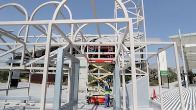 Finishing touches to the Expo 2020 Dubai site. Pawan Singh / The National