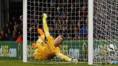 Manchester City keeper Joe Hart is beaten by Jason Puncheon's free kick on Monday during their Premier League contest. John Sibley / Reuters / Action Images