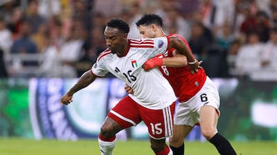 UAE's Yuri Cesar under pressure from Rami Al Wasmani of Yemen. Reuters