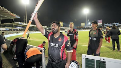 Rajputs opener Mohammed Shahzad scored a 16-ball 74 against Sindhis on Day 1 of the T10 League at Sharjah Cricket Stadium. Chris Whiteoak / The National