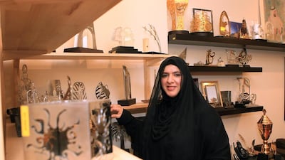 Azza Al Qubaisi, Artist and Social Enterprenuer at her office in Abu Dhabi. Ravindranath K / The National