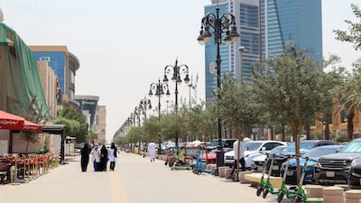 Al Tahliya main street in Riyadh. Saudi firms reported a rebound in investor confidence and domestic customer spending in June. AFP