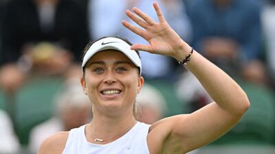 Spain's Paula Badosa celebrates after beating Irina Bara of Romania 6-3, 6-2. AFP