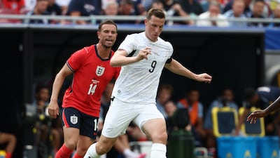 New Zealand forward Chris Wood controls the ball during a friendly against England on June 6, 2026, at Raymond James Stadium in Tampa, Florida. Getty Images