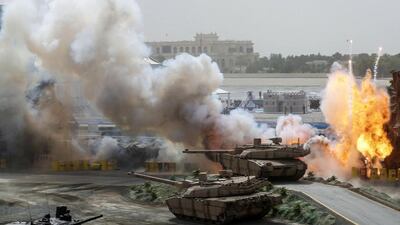 Emirati armed forces show their skills during a military show at the opening of the International Defence Exhibition and Conference in Abu Dhabi on Sunday, February 19. Karim Sahib / AFP