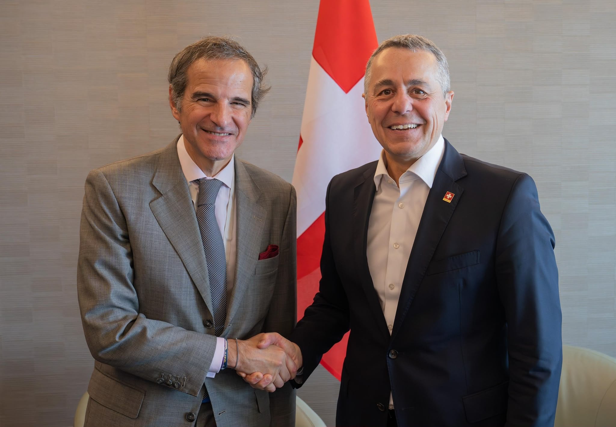 Swiss Vice President Ignazio Cassis, right, with Rafael Grossi, director general of the International Atomic Energy Agency. Photo: IAEA