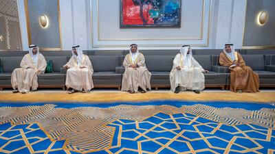 Other sheikhs and senior officials attended the meeting between Sheikh Mohammed and the Russian leader. Photos: Dubai Media Office