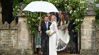 Peter Phillips, Princess Anne's son, and his wife Harriet Sperling leave All Saints' Church in Kemble, Cirencester, England, after their wedding on June 6. Reuters