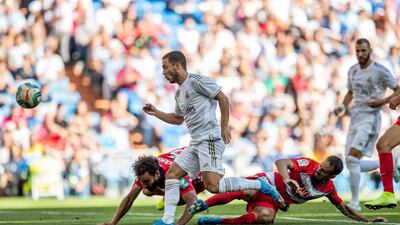 Real Madrid's Eden Hazard scores. AP