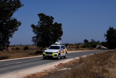 A British police customs vehicle near the Dhekelia military base in Cyprus. AP