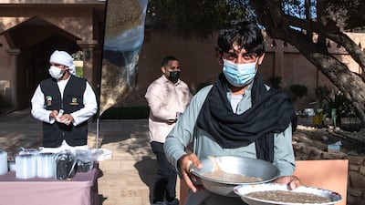 Large plates of harees are given out between 4pm and 5pm every Friday before iftar.