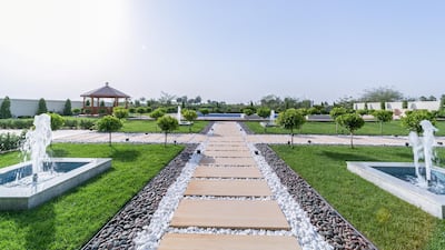 The garden backs on to Dubai Hills Golf Course. Courtesy LuxuryProperty.com