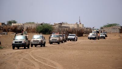 Yemeni government forces and vehicles take part in military operations on Houthi positions in the port province of Hodeidah. EPA