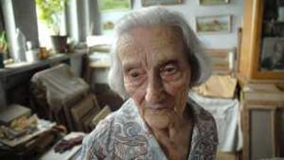 Yelena Abrahamyan shows her artwork in a room located in her central Yerevan apartment.