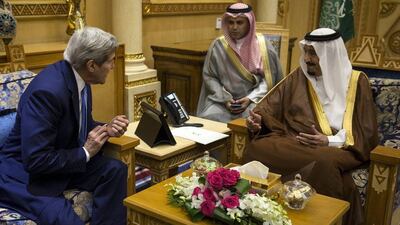 US secretary of state John Kerry met with King Salman to discuss the unrest in Syria, as well as issues of mutual interest. Carlo Allegri / Reuters