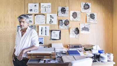 Works by the the Dubai-based Indian artist Owais Husain. Reem Mohammed / The National