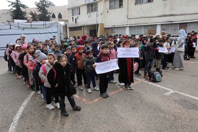Pupils on the first day of classes at a school in Gaza city on Sunday. AFP