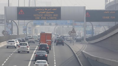 Heavy fog engulfed the UAE, with mist hanging around until noon in some places. Jeffrey E Biteng / The National