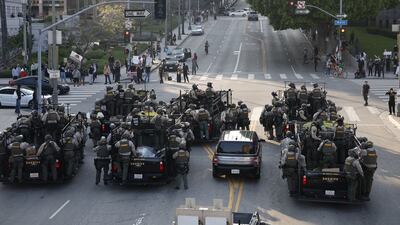 Blockading a street in Los Angeles. EPA