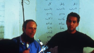 Omar Al Qattan on the set of Dreams and Silence in 1991. Courtesy Omar Al Qattan