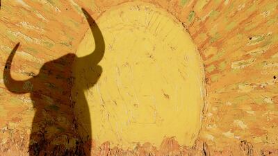 The shadow of a bull is seen during a bullfight held during the Feria du Riz in Arles, Southern France. EPA