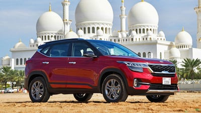 The Kia Seltos posing outside Abu Dhabi's Grand Mosque. All photos courtesy Kia