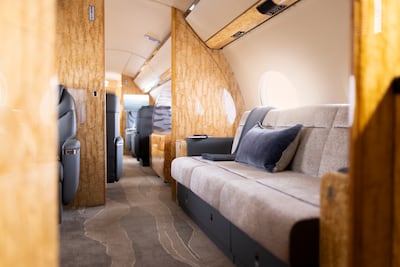 The divan zone of Flexjet's Gulfstream G650, which is now available for clients in the Middle East. Photo: Flexjet